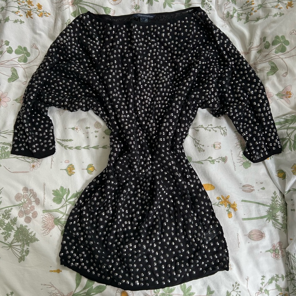 Black French Connection Dress with hand stitch sequins
